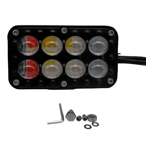 JP-V68 Motorcycle Truck Off-Road Vehicle LED Spotlight Yellow+White Strobe Red+Blue Warning Headlight