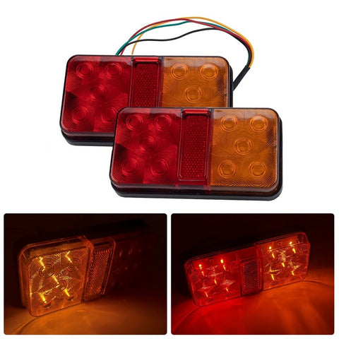 A4136 10-LED Tail Light Kit for 12V Truck, Trailer, Vehicles Waterproof Turn Signal Light Set with Reflective Plates / Side-Lights / License Plate Light