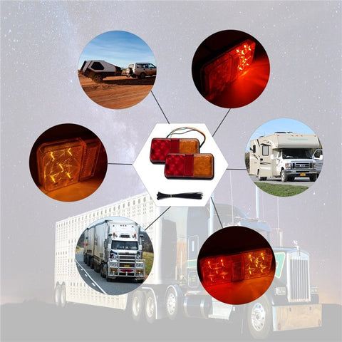 A4138 10-LED Trailer Tail Light Kit for 12V Truck Vehicles Water Resistant Turn Signal Light with Cable Ties