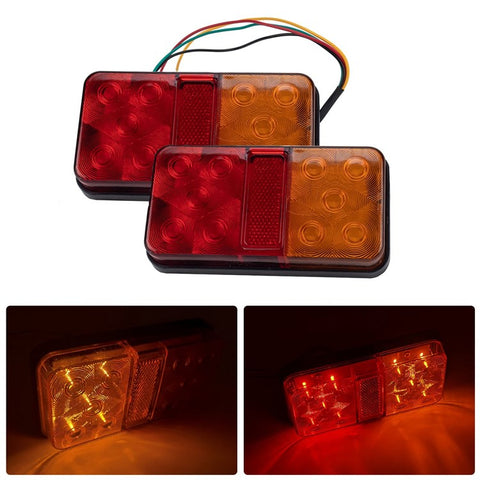 A4135 10-LED Tail Light Kit for 12V Truck, Trailer, Vehicles Water Resistant Turn Signal Light Set with 8m 5-Core Cable / Side-Light / License Plate Light