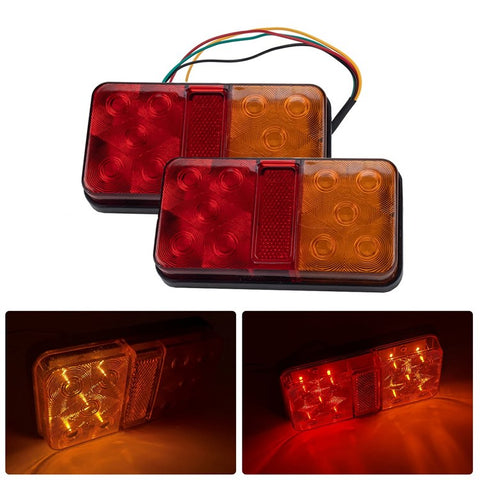 A4133 Water Resistant 10-LED Tail Light Kit for 12V Truck, Trailer Vehicles Turn Signal Light with 8m 5-Core Cable / Cable Ties / License Plate Light