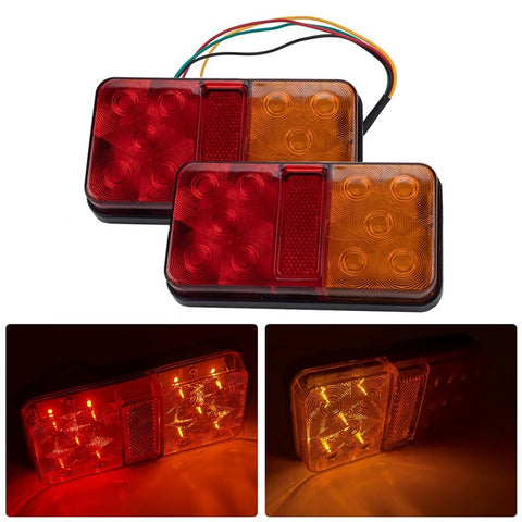 A4134 Waterproof 10-LED Tail Light Kit for 12V Truck, Trailer, Vehicles Turn Signal Light with 8m 5-Core Cable / Cable Ties / License Plate Light