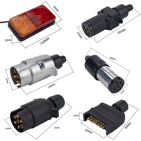 A4134 Waterproof 10-LED Tail Light Kit for 12V Truck, Trailer, Vehicles Turn Signal Light with 8m 5-Core Cable / Cable Ties / License Plate Light
