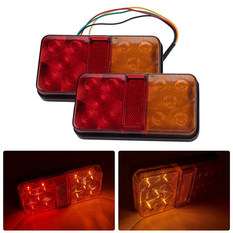 A4086 10-LED Trailer Tail Light Kit for 12V Truck Vehicles Waterproof Turn Signal Warning Light with 8m 5-Core Cable