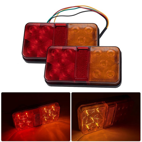 A4132 10-LED Tail Light Kit for 12V Truck, Trailer Vehicles Waterproof Turn Signal Light with 8m 5-Core Cable / Cable Ties