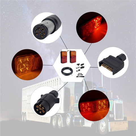 A4132 10-LED Tail Light Kit for 12V Truck, Trailer Vehicles Waterproof Turn Signal Light with 8m 5-Core Cable / Cable Ties