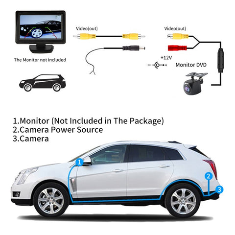 CT31 Car Rear View Camera AHD 1080P Horizontal 120-degree Viewing Angle Backup Camera IP68 Waterproof License Plate Camera with Night Vision for DC 12V Universal Vehicles