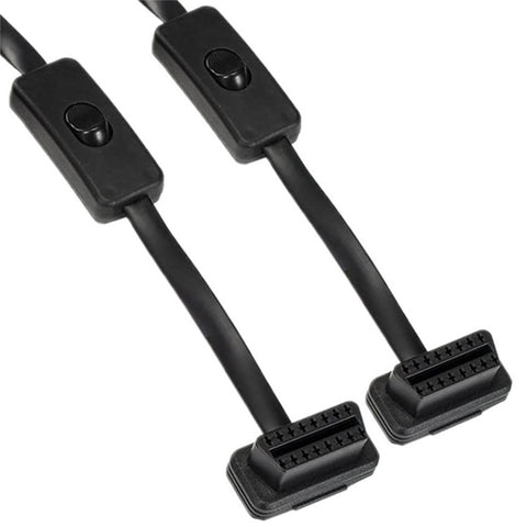 JUNSUNMAY 60cm OBD II 16 Pin Male to Dual Female Splitter Cord Diagnostic Extension Cable with Individually Power Switch