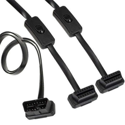 JUNSUNMAY 60cm OBD II 16 Pin Male to Dual Female Splitter Cord Diagnostic Extension Cable with Individually Power Switch