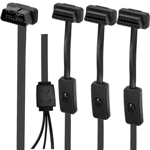 JUNSUNMAY 60cm OBD II 16 Pin Male to 3 Female Extension Cable Car Diagnostic Extender Cord Adapter