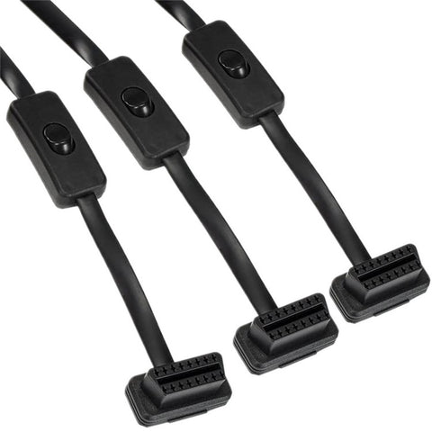 JUNSUNMAY 60cm OBD II 16 Pin Male to 3 Female Extension Cable Car Diagnostic Extender Cord Adapter