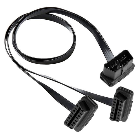 JUNSUNMAY 30cm OBD II 16 Pin Adapter Extension Cable Male to Dual Female Connector Cord
