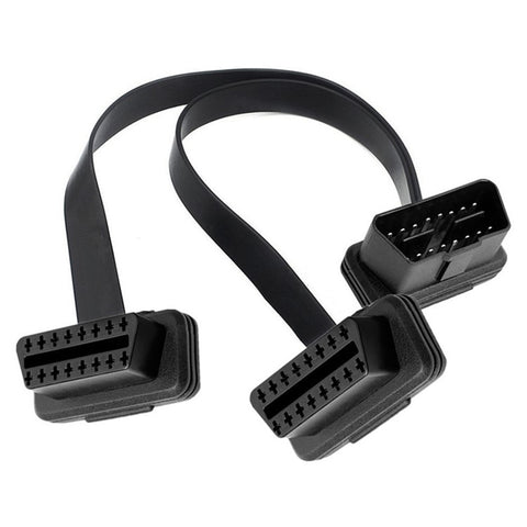 JUNSUNMAY 50cm OBD II 16 Pin Male to Dual Female Connector Cord Splitter Extension Cable