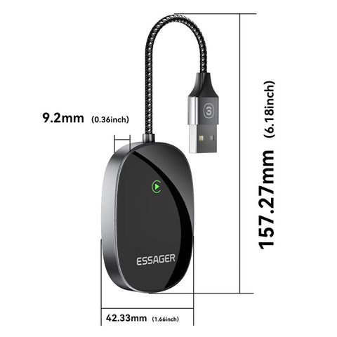 ESSAGER BY960 Aluminum Alloy+Glass WiFi 5G Module Wireless CarPlay Dongle Adapter