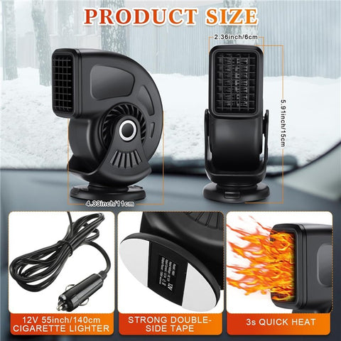 24V Car Heater Windshield Defrosting Defogging Vehicle Interior Heating Fan