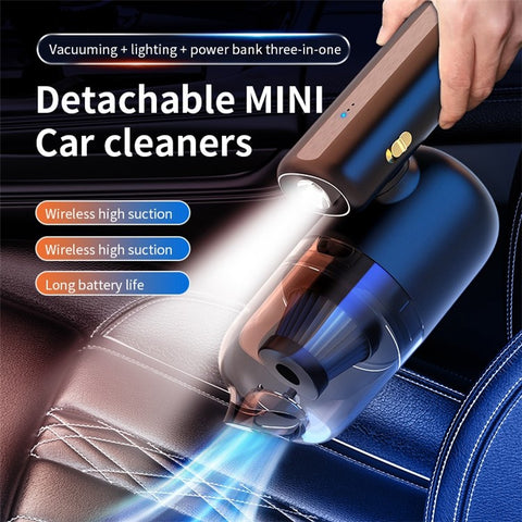 F16 Multifunction Detachable Handheld Mini Car Cleaner with Flashlight Power Bank Function