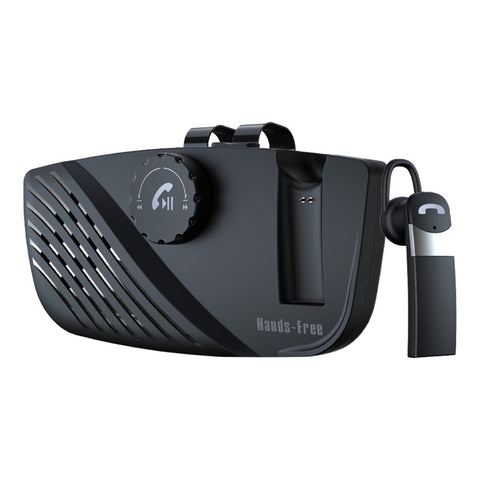 SP16 2 in 1 Portable Sun Visor Hands-free Bluetooth-compatible Speakerphone Smart Vibration Power ON Wireless Car Kit with Earphone/Back Clip Support for Siri Google Voice Control