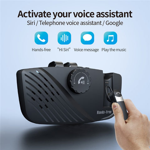 SP16 2 in 1 Portable Sun Visor Hands-free Bluetooth-compatible Speakerphone Smart Vibration Power ON Wireless Car Kit with Earphone/Back Clip Support for Siri Google Voice Control