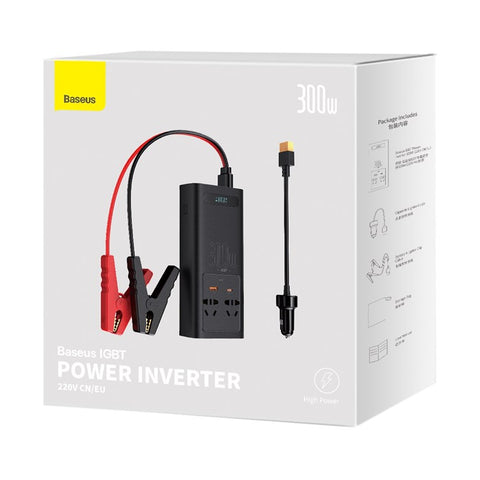 BASEUS BS-CI30-02 IGBT Power Inverter 300W (220V CN/EU) High Power Multi-function Inverter with Cooling Fan for Camping/Self-driving Trip