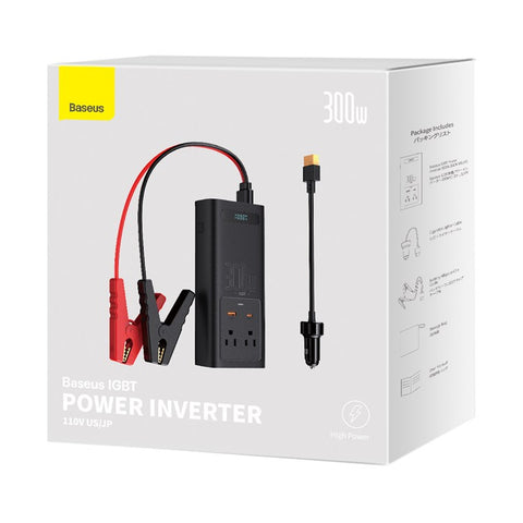 BASEUS BS-CI30-01 IGBT Power Inverter 300W (110V US/JP ) Multi-function High Power Inverter with Cooling Fan for Outdoor Camping