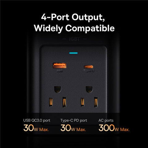 BASEUS BS-CI30-01 IGBT Power Inverter 300W (110V US/JP ) Multi-function High Power Inverter with Cooling Fan for Outdoor Camping
