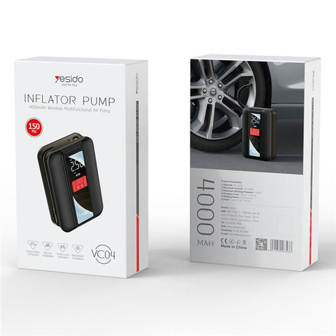 YESIDO VC04 22 Cylinder Portable Wireless Car Tire Inflator with LED Light Air Pump