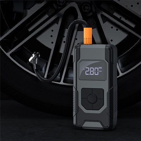 SY-B001 Portable Car Air Pump Tire Pressure Pre-set Wireless Digital Display Tyre Inflator with LED Light and Power Bank Function