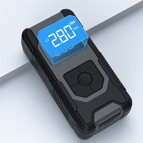SY-B001 Portable Car Air Pump Tire Pressure Pre-set Wireless Digital Display Tyre Inflator with LED Light and Power Bank Function
