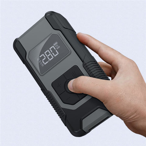 SY-B001 Portable Car Air Pump Tire Pressure Pre-set Wireless Digital Display Tyre Inflator with LED Light and Power Bank Function