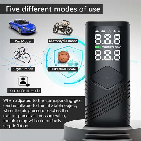AERMOTOR Wireless Smart Car Air Pump Portable Flashlight Rechargeable Inflator for SUV Tire