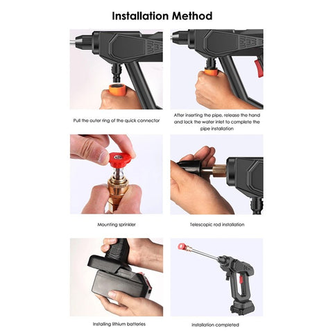 8107 Wireless Lithium-ion Battery Charging Car Wash Machine 200W Household Electric Water Spray Gun