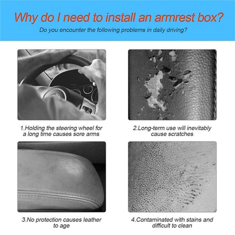 Car Armrest Box Cushion Pad PU Leather Tissue Holder Box with Side Pockets