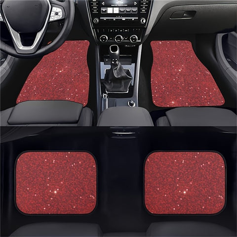 4Pcs / Set Pattern Printed Car Front+Rear Floor Mat Anti-Slip Neoprene Vehicle Interior Floor Pad