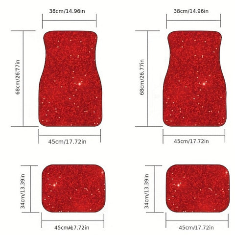 4Pcs / Set Pattern Printed Car Front+Rear Floor Mat Anti-Slip Neoprene Vehicle Interior Floor Pad