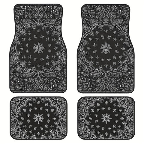 4Pcs / Set Pattern Printed Car Front+Rear Floor Mat Anti-Slip Neoprene Vehicle Interior Floor Pad