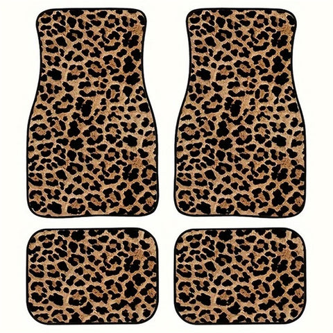 4Pcs / Set Pattern Printed Car Front+Rear Floor Mat Anti-Slip Neoprene Vehicle Interior Floor Pad