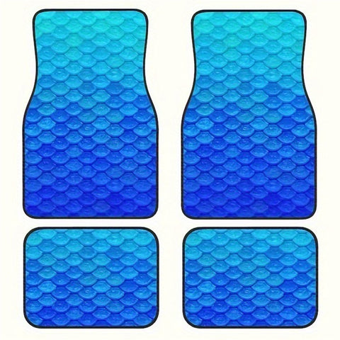 4Pcs / Set Pattern Printed Car Front+Rear Floor Mat Anti-Slip Neoprene Vehicle Interior Floor Pad