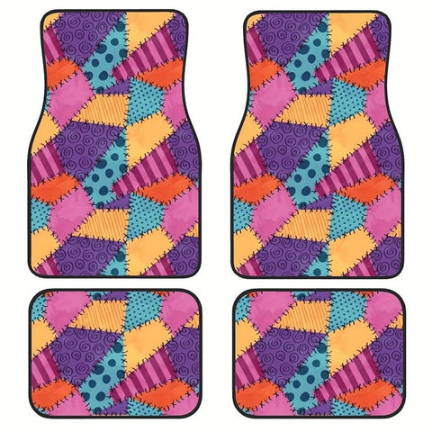 4Pcs / Set Pattern Printed Car Front+Rear Floor Mat Anti-Slip Neoprene Vehicle Interior Floor Pad