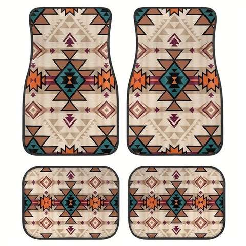 4Pcs / Set Retro Bohemian Style Car Front+Rear Floor Mat Neoprene Vehicle Interior Decorative Floor Pad