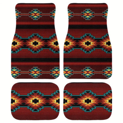 4Pcs / Set Retro Bohemian Style Car Front+Rear Floor Mat Neoprene Vehicle Interior Decorative Floor Pad