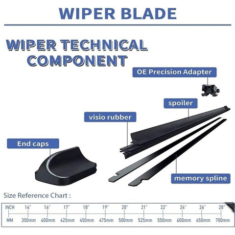 2Pcs Universal Three-Stage Car Wiper Blade ABS+Rubber Noiseless Vehicle Wiper Blade