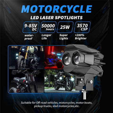Motorcycle Bright LED Driving Light White+Yellow Light Motorbike External Modified Spotlight