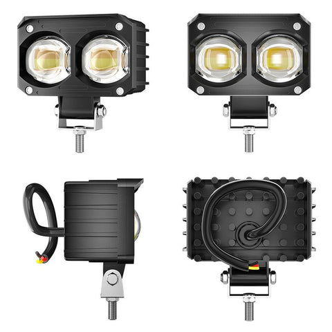 Super Bright Motorcycle White+Yellow LED Headlight Motorbike External Modified Spotlight