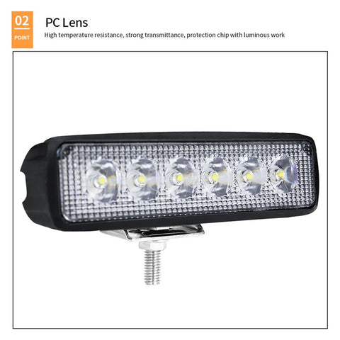 18W Car SUV Off-Road 6LED Spotlight Waterproof Vehicle Super Bright Bar Lamp Headlight