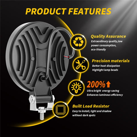 14LED 42W Car SUV Off-Road Round Spotlight Waterproof Vehicle Super Bright Headlight