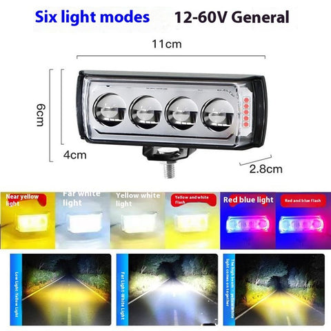 A086-4C 4 LED Motorcycle Spotlight Waterproof Aluminum Shell 12-60V Motorbike Headlight