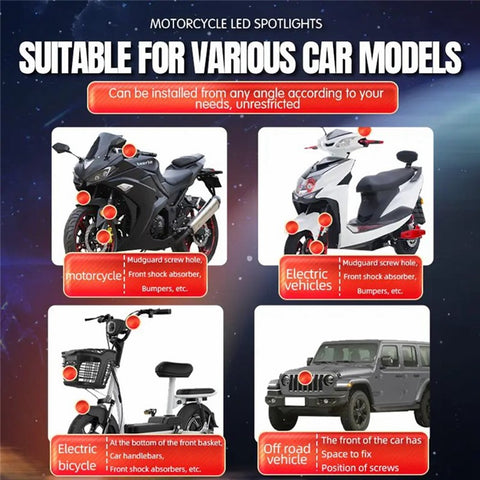 JPV74 Waterproof 12-48V Motorcycle Spotlight Red and Blue Strobe Lamp for Motorbike