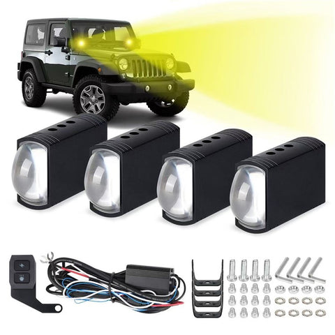 4 in 1 IP68 Waterproof LED Headlight for Motorcycle Strobe Lamp with Remote Control