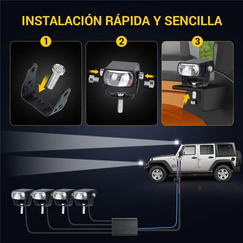 4 in 1 IP68 Waterproof LED Headlight for Motorcycle Strobe Lamp with Remote Control