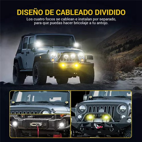 4 in 1 IP68 Waterproof LED Headlight for Motorcycle Strobe Lamp with Remote Control